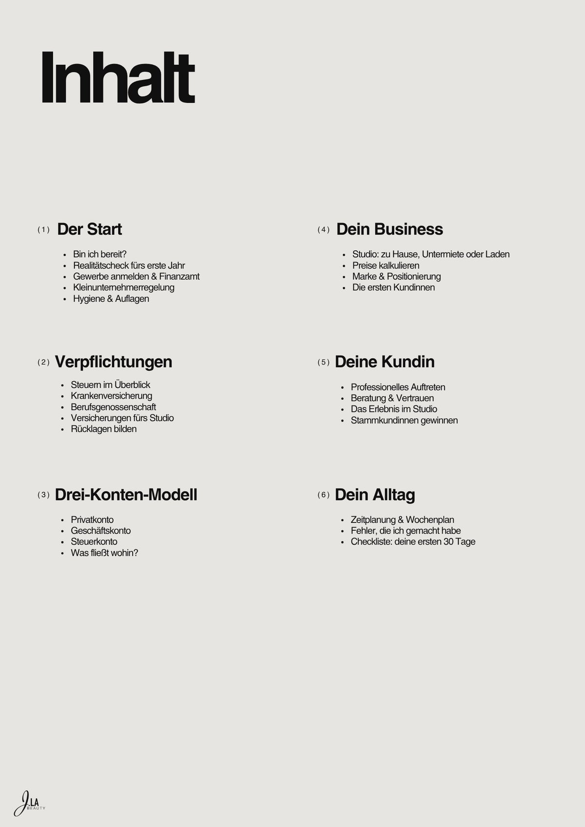 Inhaltsverzeichnis E-Book Selbstständigkeit