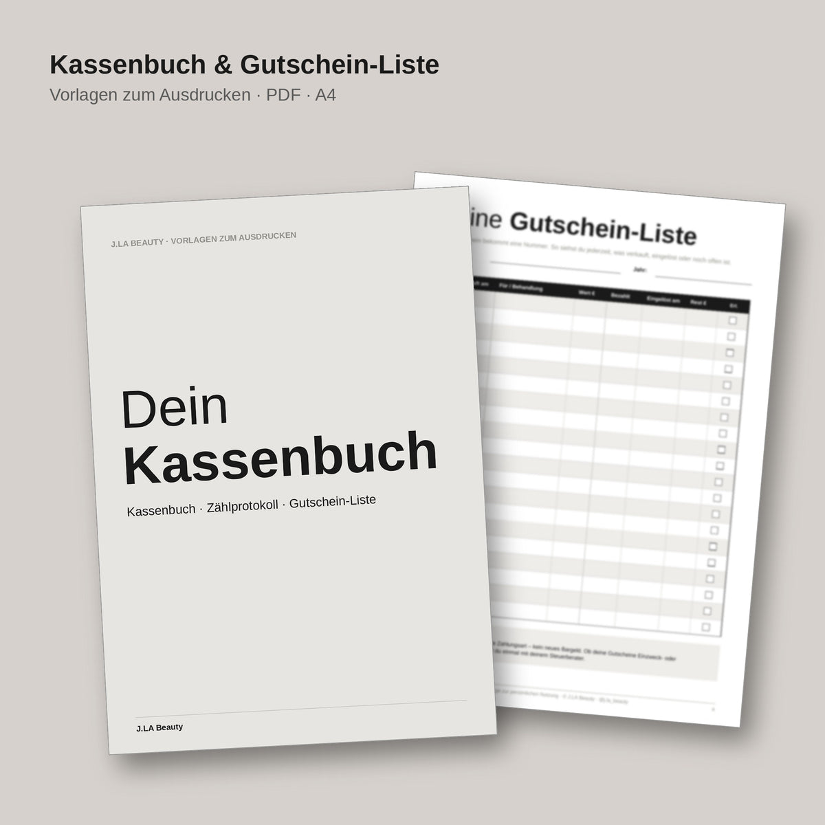 Kassenbuch & Gutschein-Liste – Vorlagen zum Ausdrucken